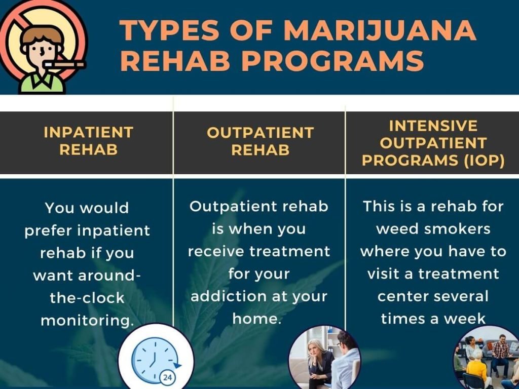 Types of weed rehab displayed with individual example